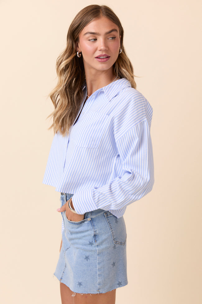 Juliana Cropped Blue Striped Shirt FINAL SALE