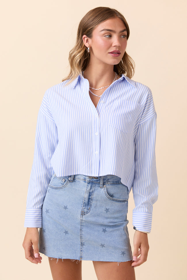 Juliana Cropped Blue Striped Shirt FINAL SALE