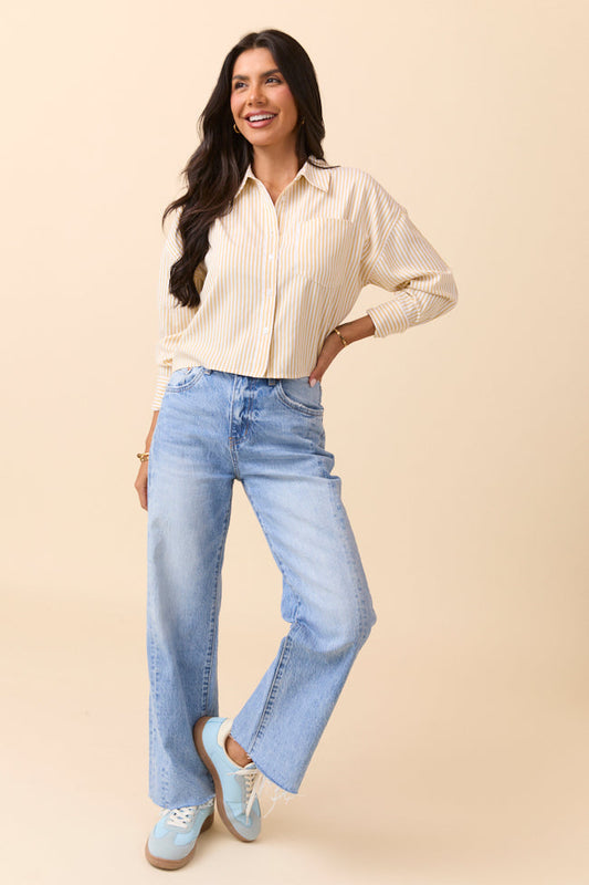 Juliana Cropped Yellow Striped Shirt FINAL SALE