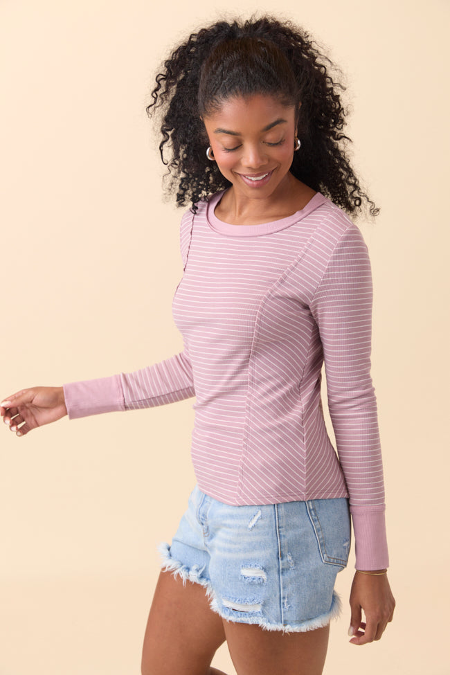 Phoebe Pink and White Striped Long Sleeve Knit Top