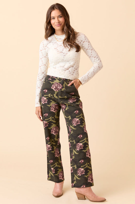 Gabbie Floral Camo Wide Leg Jeans