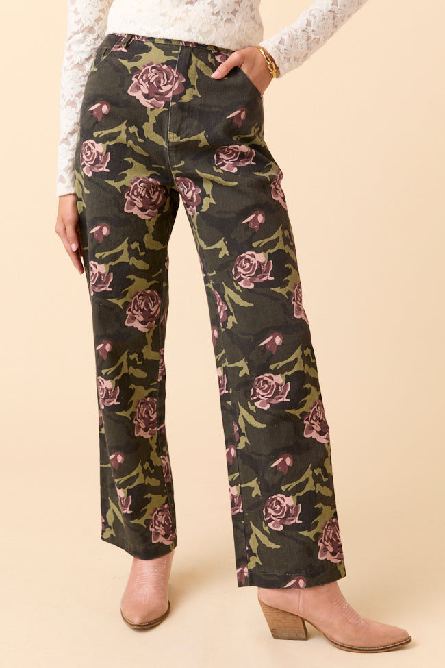 Gabbie Floral Camo Wide Leg Jeans