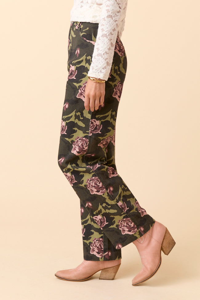 Gabbie Floral Camo Wide Leg Jeans
