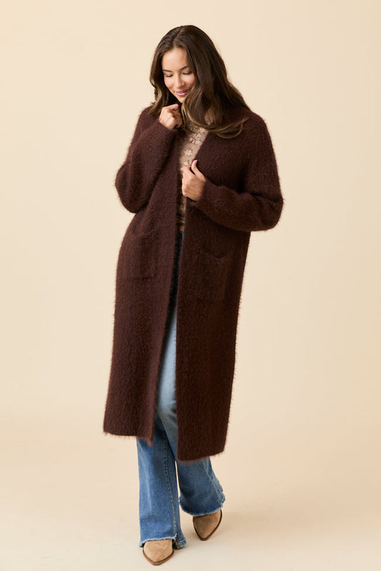Laken Solid Brown Sweater Coat SALE