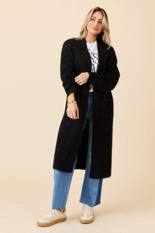Laken Solid Black Sweater Coat SALE