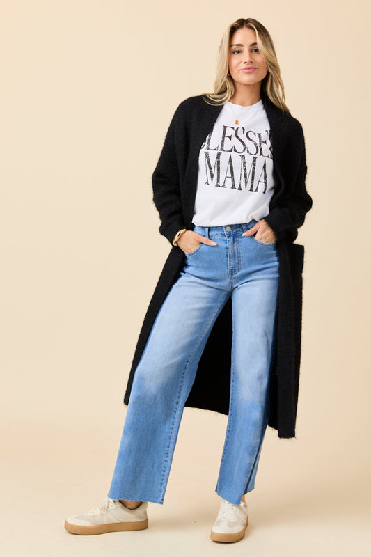 Laken Solid Black Sweater Coat SALE