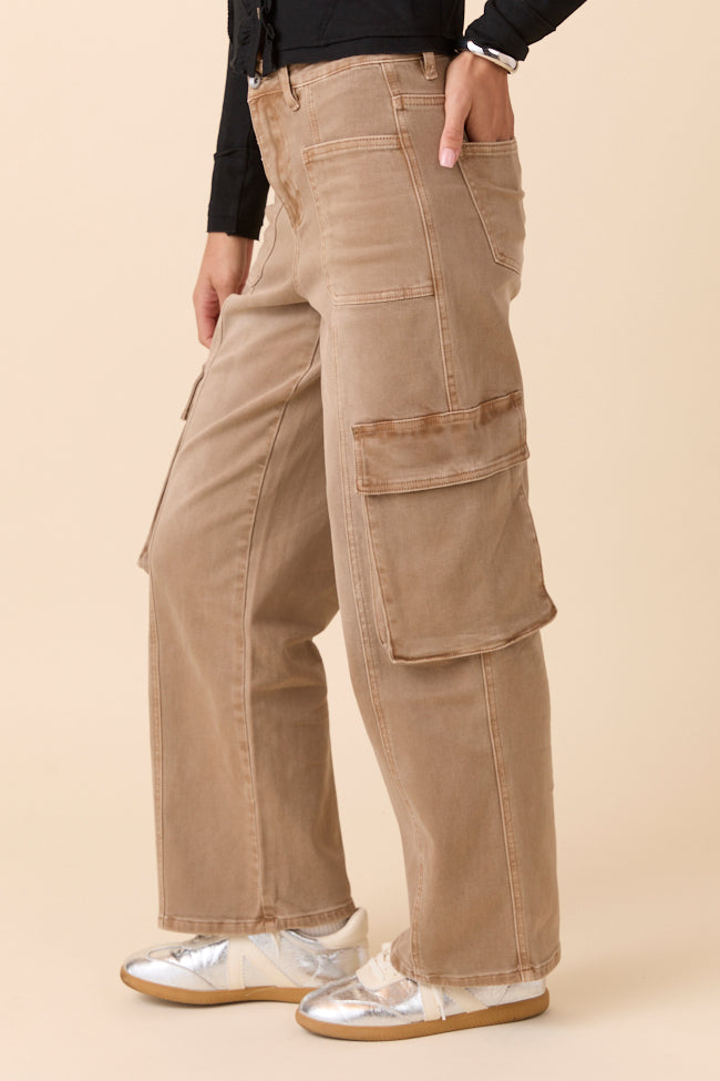Edith Vintage Khaki High Rise Wide Leg Jeans