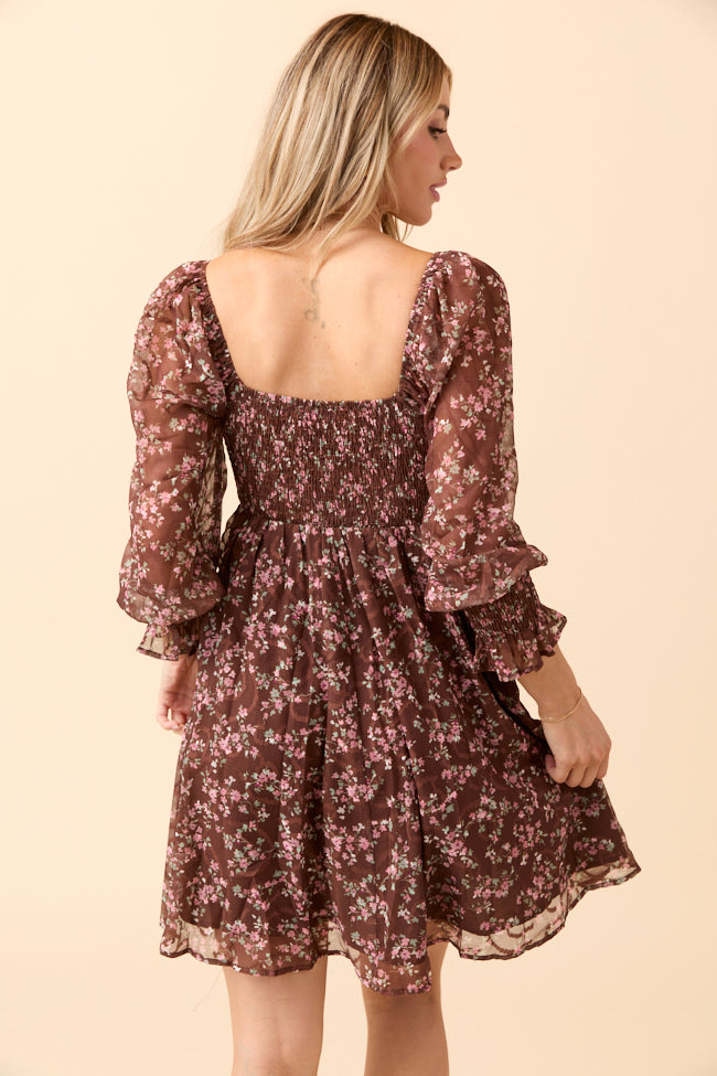 Daniella Brown Floral Mini Dress