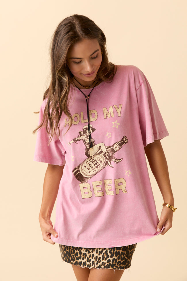Zutter Hold My Beer Pink Graphic Tee FINAL SALE