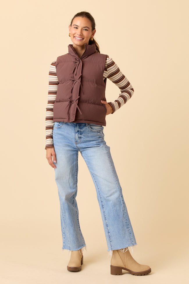 Liberty Brown Bow Puffer Vest SALE