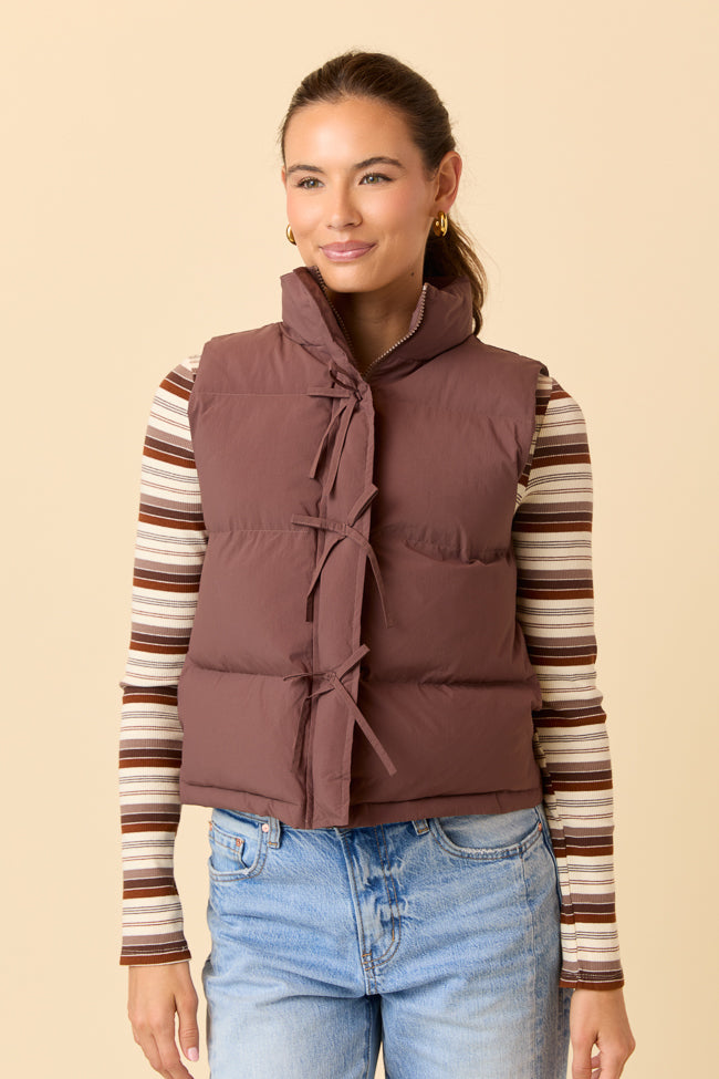 Liberty Brown Bow Puffer Vest SALE