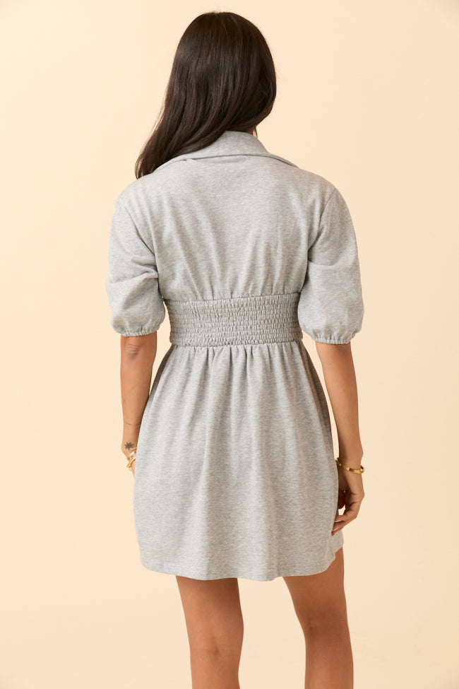 JoJo Grey Puff Sleeve Mini Dress
