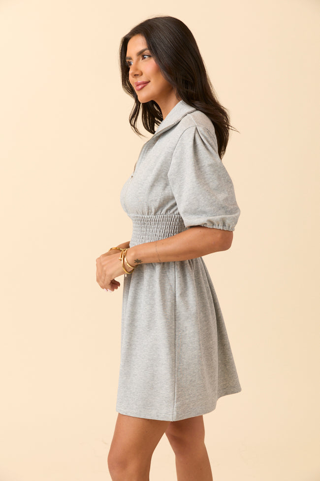 JoJo Grey Puff Sleeve Mini Dress