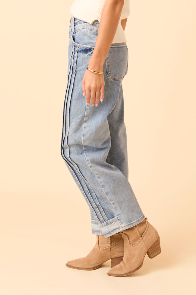 Camilla Medium Wash Seamed Barrel Jeans