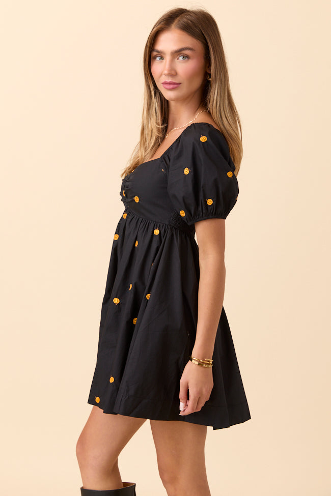 Linsy Black Pumpkin Puff Sleeve Mini Dress FINAL SALE