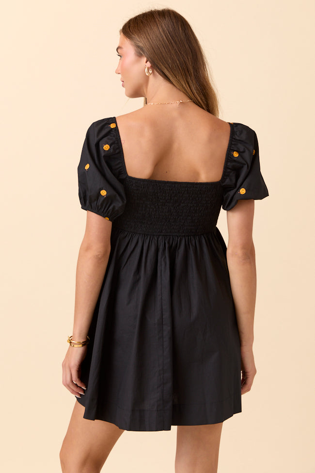 Linsy Black Pumpkin Puff Sleeve Mini Dress FINAL SALE