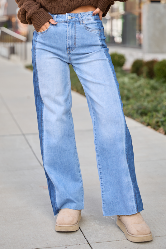 Kayse Side Stripe Wide Leg Jeans