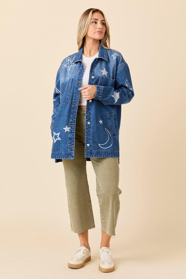 Cassie Celestial Motif Denim Jacket