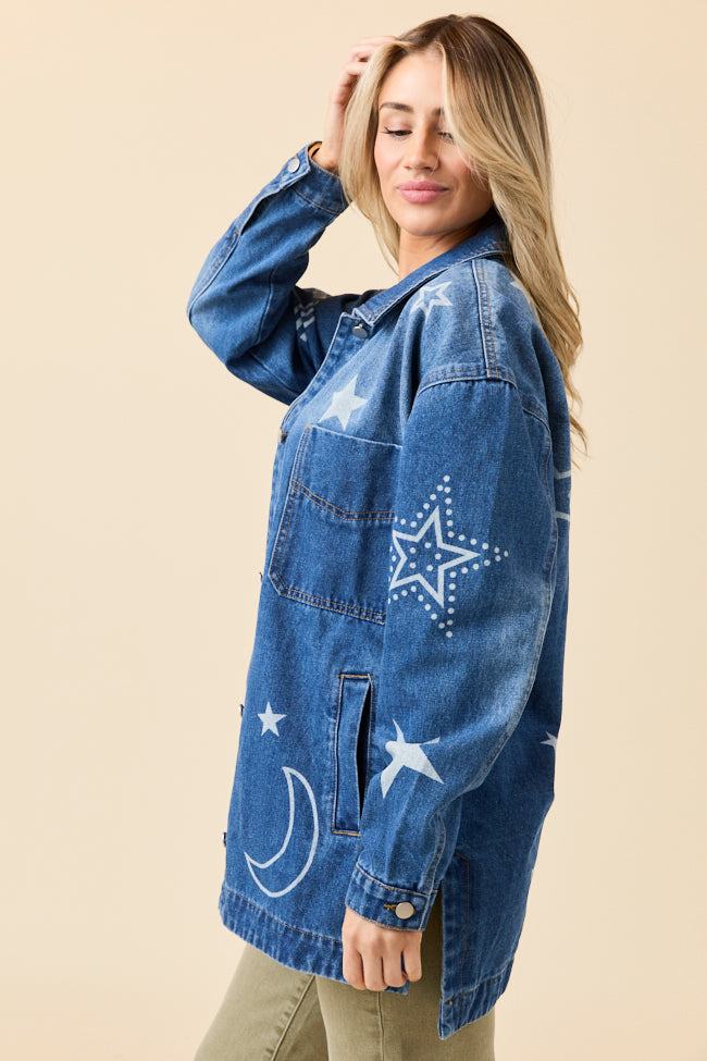 Cassie Celestial Motif Denim Jacket