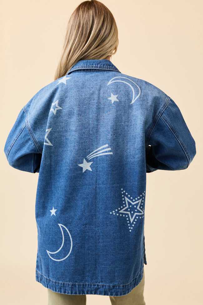 Cassie Celestial Motif Denim Jacket