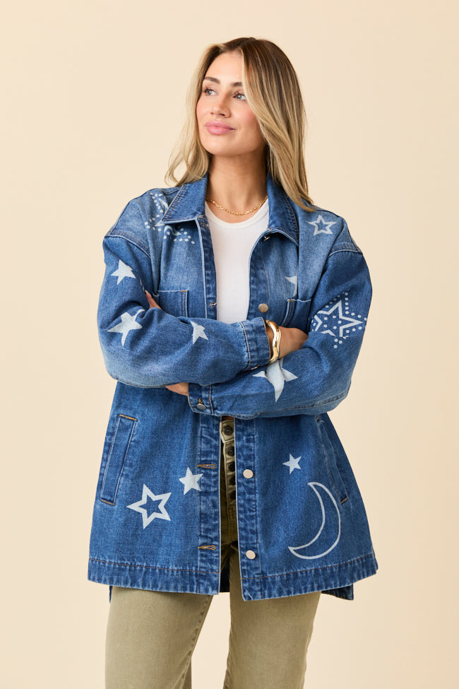 Cassie Celestial Motif Denim Jacket