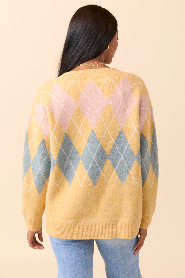 Harlow Yellow Argyle Plaid Cardigan FINAL SALE