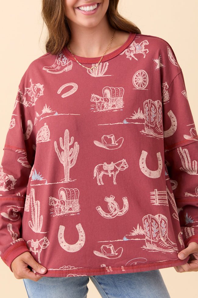 Zuri Brick Long Sleeve Western Tee