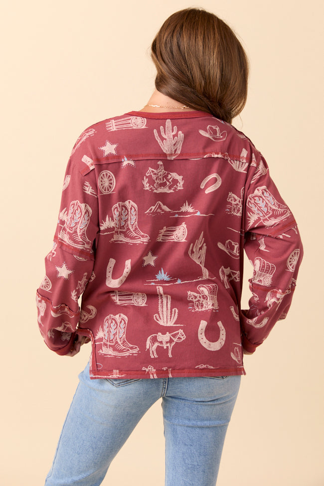 Zuri Brick Long Sleeve Western Tee