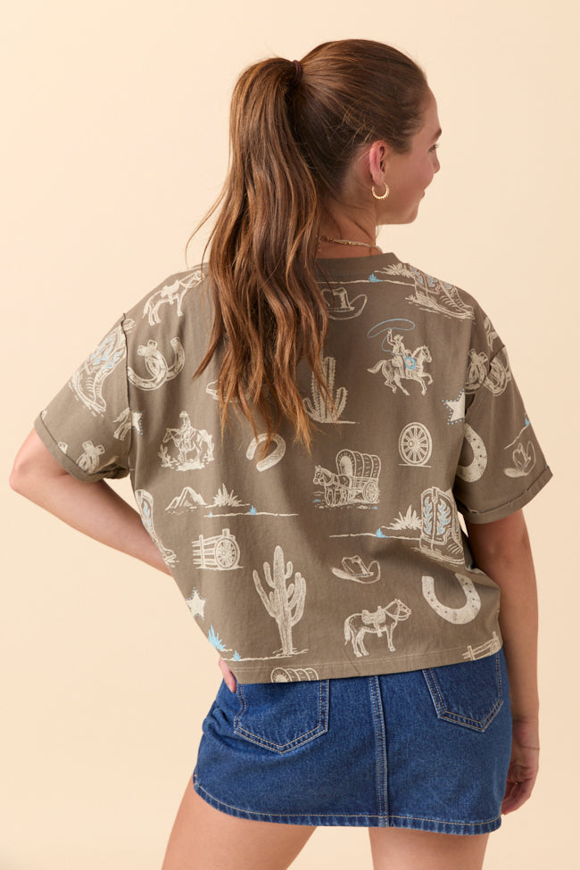 Rylan Short Sleeve Olive Western Tee