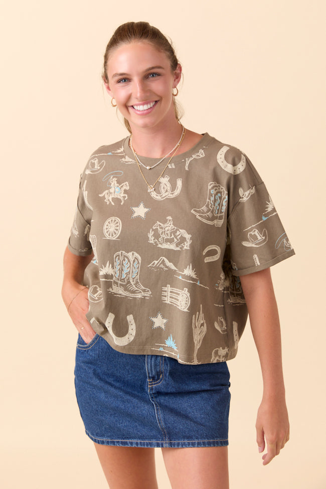 Rylan Short Sleeve Olive Western Tee