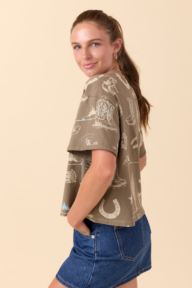 Rylan Short Sleeve Olive Western Tee