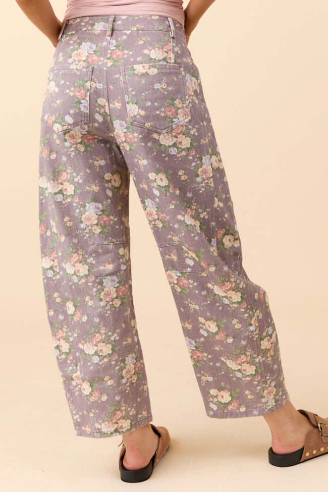 Courtney Floral Print Barrel Leg Pants