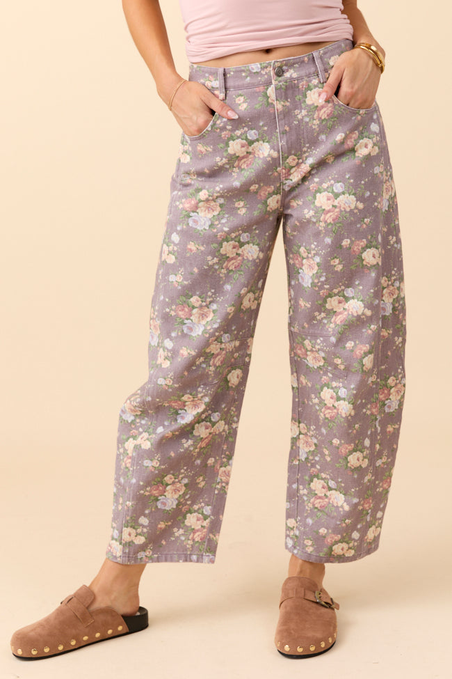 Courtney Floral Print Barrel Leg Pants