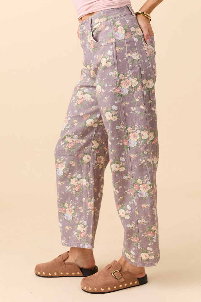Courtney Floral Print Barrel Leg Pants