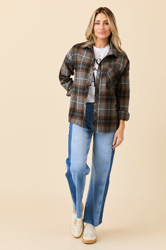 Nash Black Flannel Button Down Top