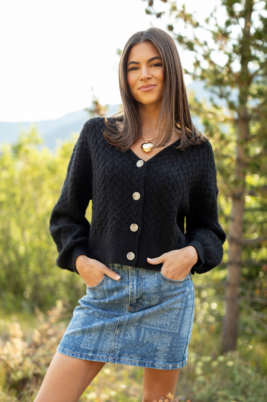 Heather Black V-Neck Cardigan SALE