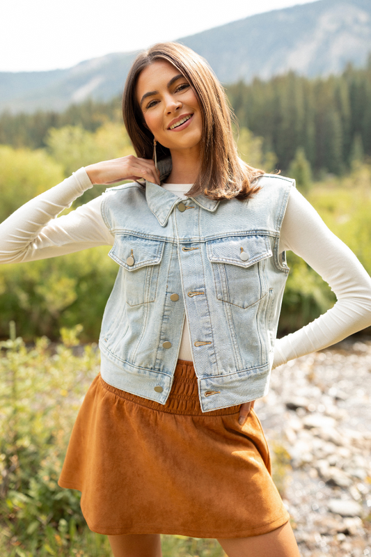 Hollie Cropped Denim Vest