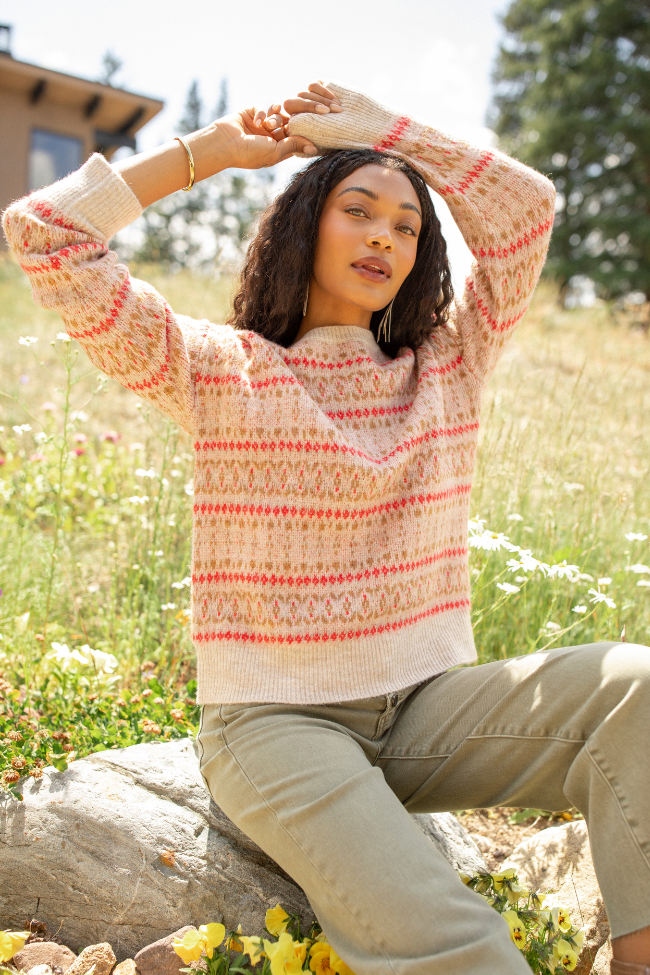 Keira Geo Print Neutral Sweater SALE