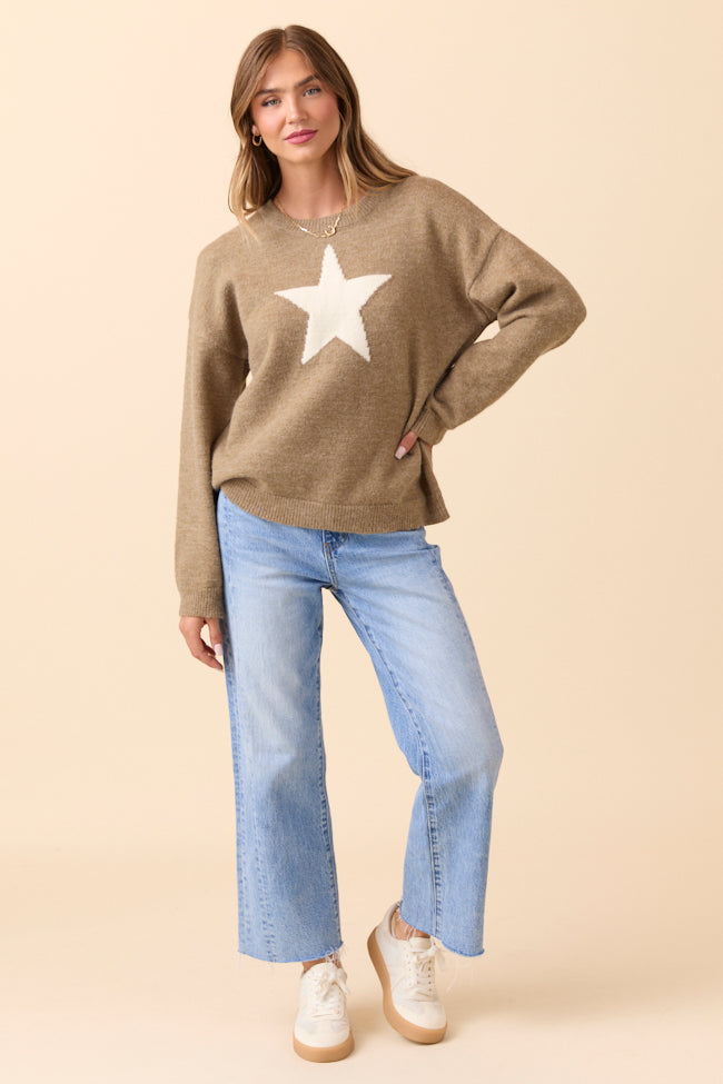 Callie White Star Beige Sweater