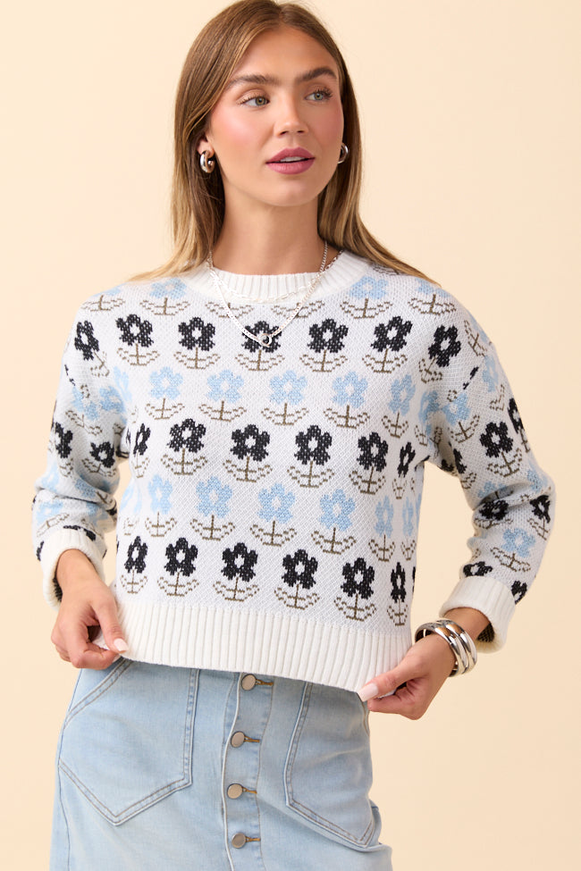 Charity Blue Flower Sweater