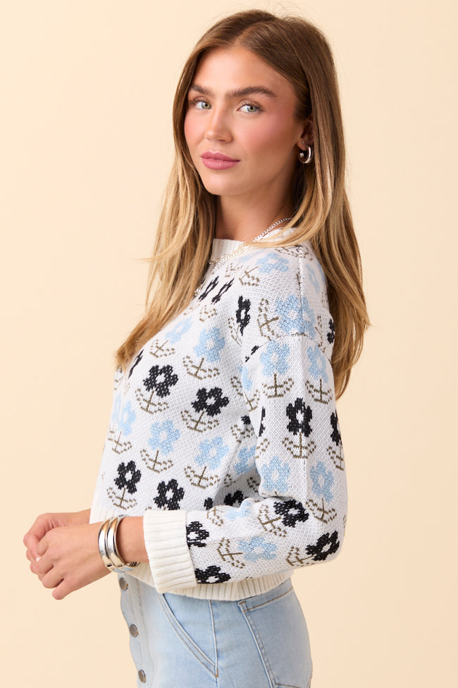 Charity Blue Flower Sweater