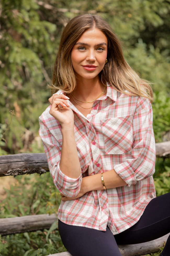 Rory Red Plaid Flannel Button Down Top SALE