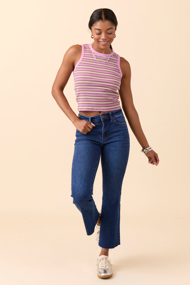 Michaela Dark Wash Crop Flare Jeans