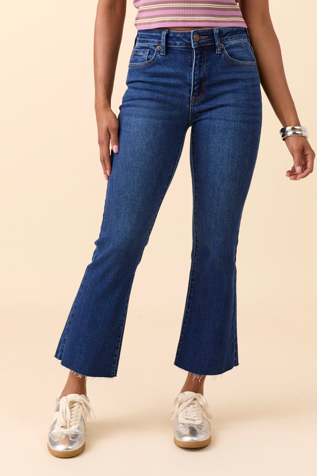 Michaela Dark Wash Crop Flare Jeans