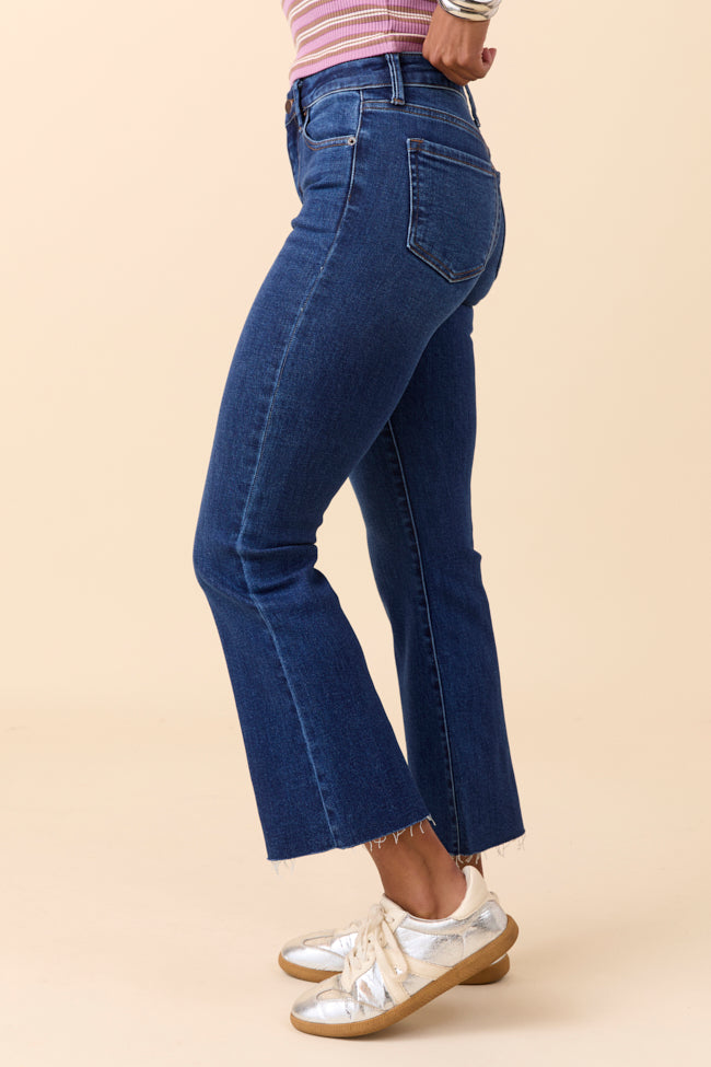 Michaela Dark Wash Crop Flare Jeans