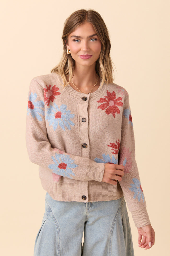 Angel Tan Floral Print Cardigan FINAL SALE