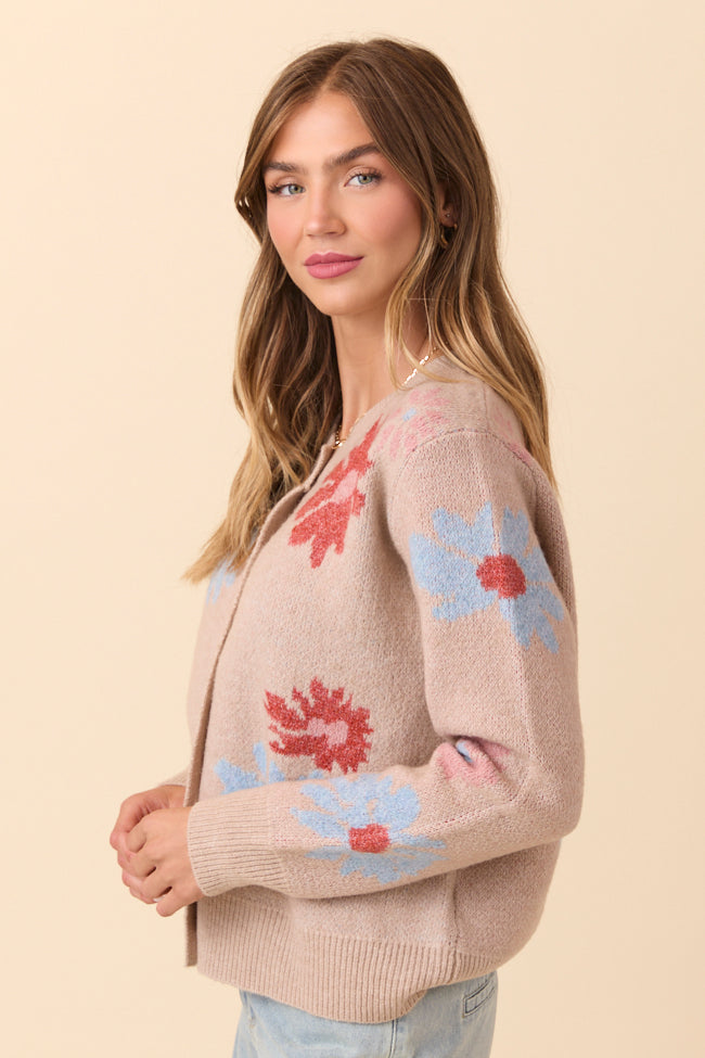 Angel Tan Floral Print Cardigan FINAL SALE