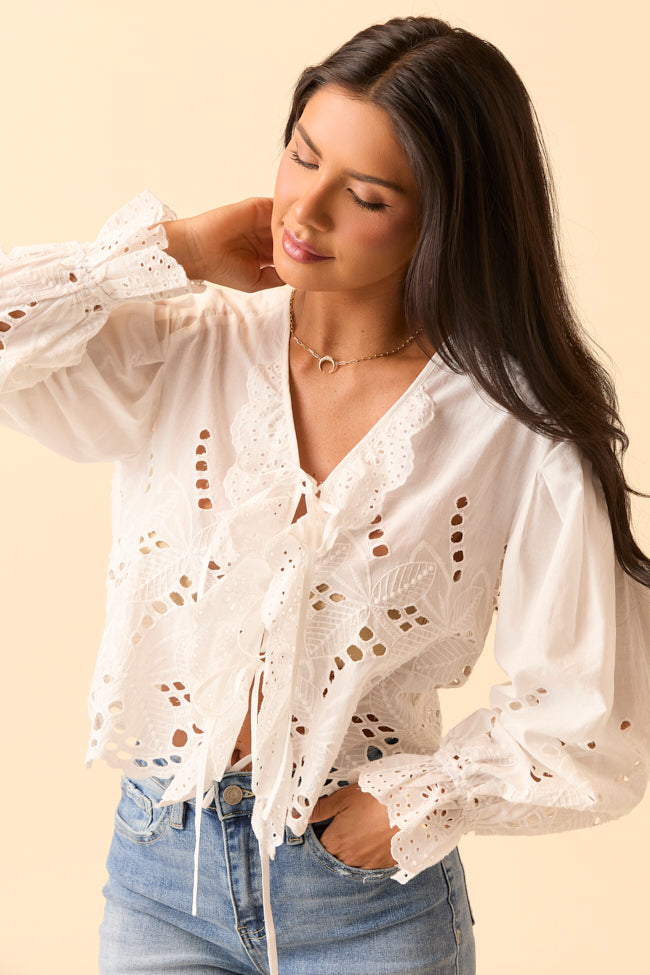 Alessandra White Eyelet Tie Top FINAL SALE