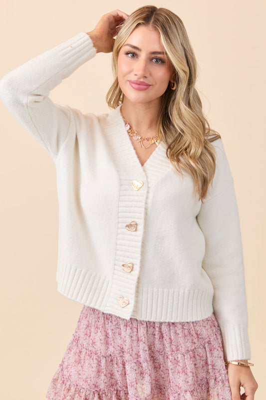 Raven Heart Print Off-White Cardigan FINAL SALE