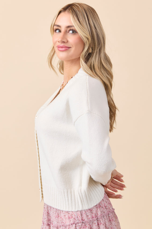 Raven Heart Print Off-White Cardigan FINAL SALE